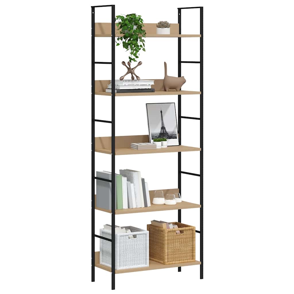Scaffale Libri 5 Ripiani Rovere 60x27,6x158,5 Legno Multistrato