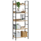 Scaffale Libri 5 Ripiani Rovere 60x27,6x158,5 Legno Multistrato