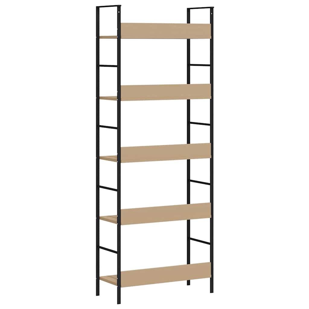 Scaffale Libri 5 Ripiani Rovere 60x27,6x158,5 Legno Multistrato