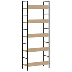 Scaffale Libri 5 Ripiani Rovere 60x27,6x158,5 Legno Multistrato