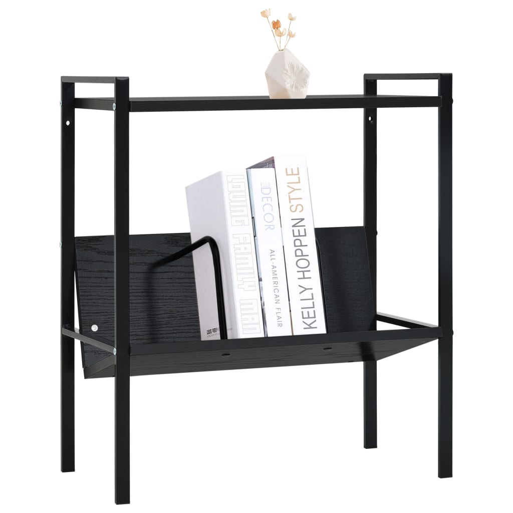 Scaffale Libri 2 Ripiani Nero 52x28x59 cm Legno Multistrato