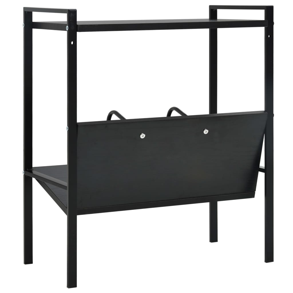Scaffale Libri 2 Ripiani Nero 52x28x59 cm Legno Multistrato