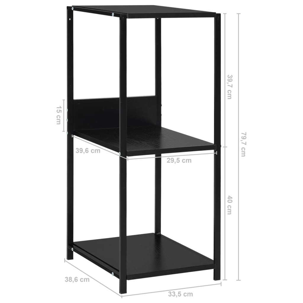 Scaffale Libri Piccolo Dritto Nero 33,5x39,6x79,7cm Multistrato