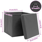 Scatole Portaoggetti con Coperchi 4pz Grigi 32x32x32 cm Tessuto