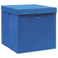 Scatole Portaoggetti con Coperchi 10pz Blu 32x32x32 cm Tessuto