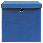 Scatole Portaoggetti con Coperchi 10pz Blu 32x32x32 cm Tessuto