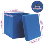 Scatole Portaoggetti con Coperchi 10pz Blu 32x32x32 cm Tessuto