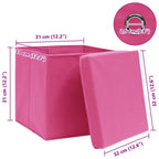 Scatole Portaoggetti con Coperchi 10pz Rosa 32x32x32 cm Tessuto