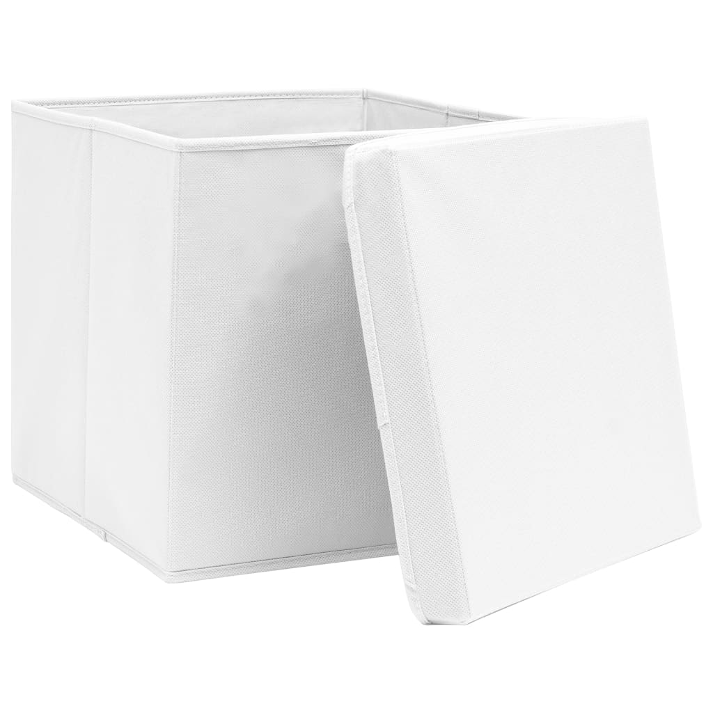 Scatole con Coperchi 10pz Bianche 32x32x32 cm Tessuto