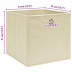 Scatole Portaoggetti con Coperchi 4pz Crema 32x32x32 cm Tessuto