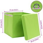 Scatole Portaoggetti con Coperchi 10pz Verdi 32x32x32cm Tessuto