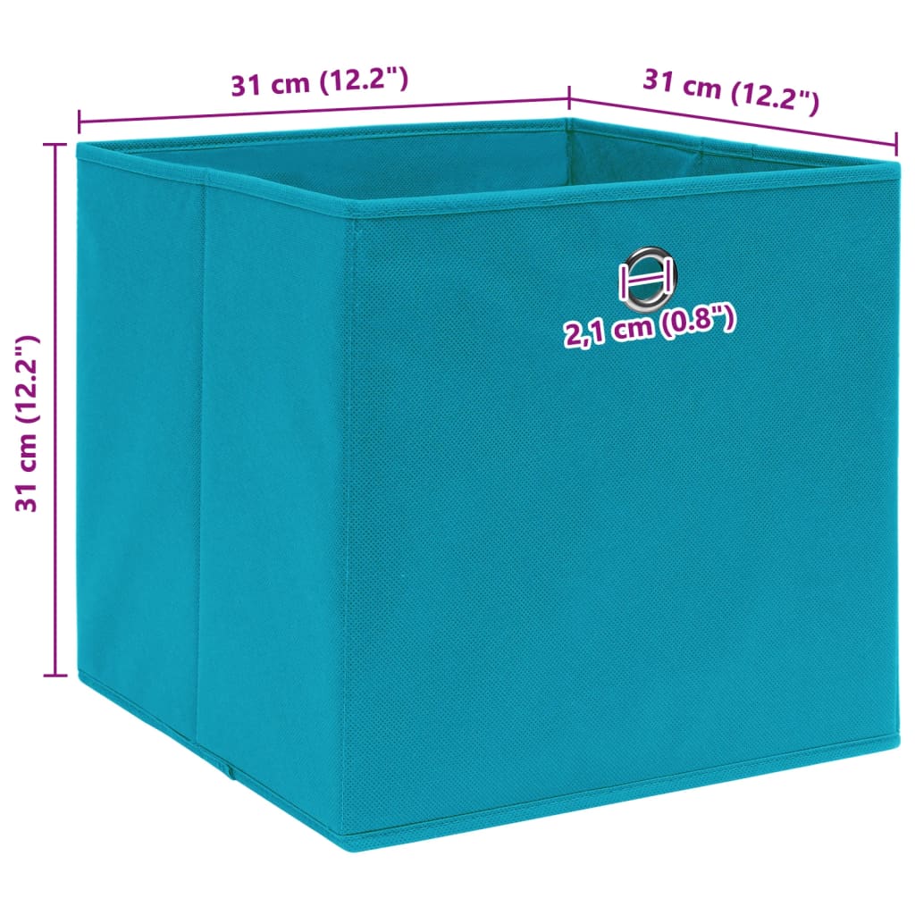 Scatole Portaoggetti 4pz Azzurre 32x32x32 cm Tessuto
