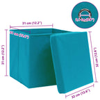 Scatole con Coperchi 4pz Azzurre 32x32x32 cm Tessuto