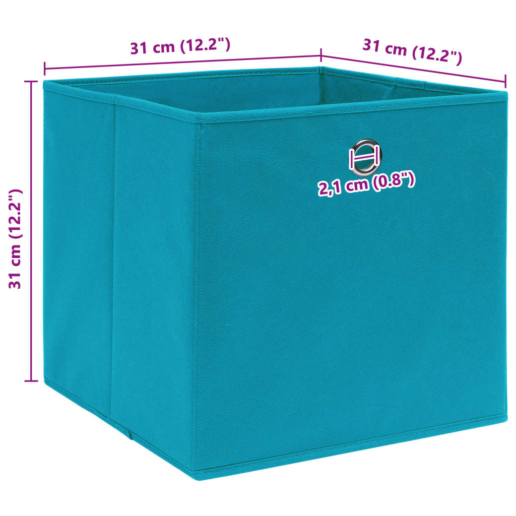 Scatole Portaoggetti 10pz Azzurre 32x32x32 cm Tessuto