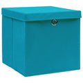 Scatole con Coperchi 10pz Azzurre 32x32x32 cm Tessuto