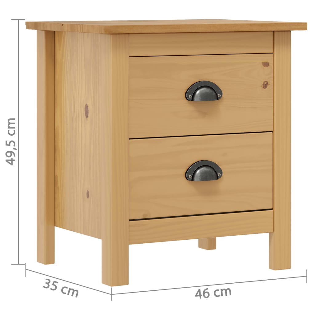 Comodino Hill 46x35x49,5 cm in Legno Massello di Pino