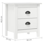Comodino Hill Bianco 46x35x49,5 cm Legno Massello di Pino