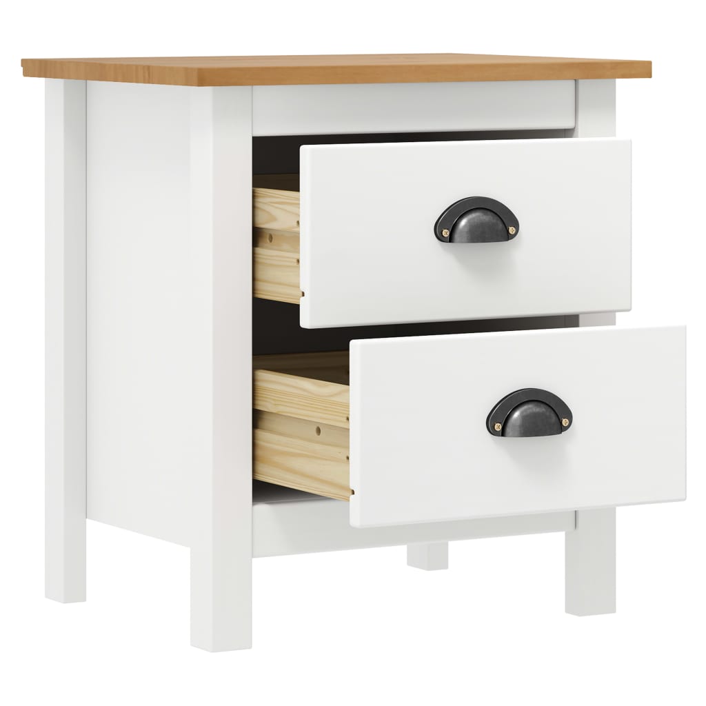 Comodino Hill Bianco 46x35x49,5 cm Legno Massello di Pino