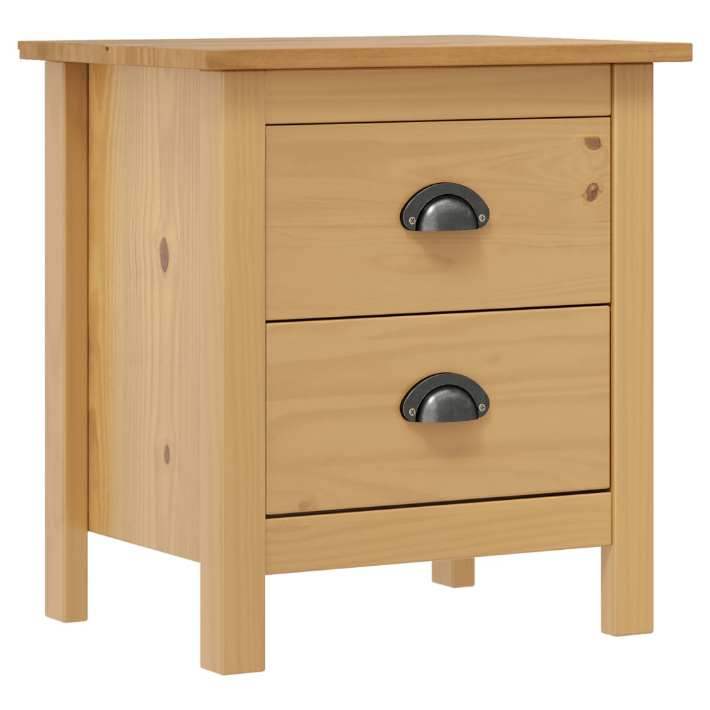 Comodini Hill Grigi 2 pz 46x35x49,5 cm Legno Massello di Pino