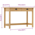 Consolle Hill con 2 Cassetti 110x45x74 cm in Massello di Pino