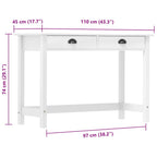 Consolle Hill con 2 Cassetti 110x45x74 cm in Massello di Pino