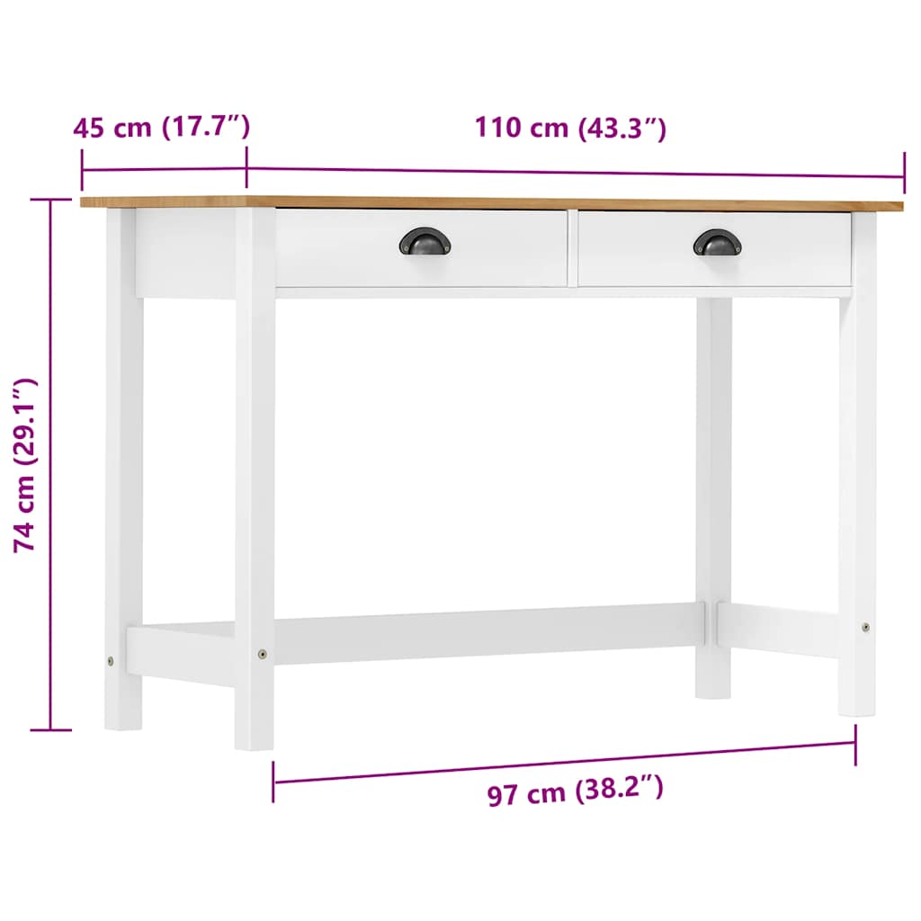 Consolle Hill con 2 Cassetti 110x45x74 cm in Massello di Pino
