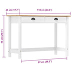 Consolle Hill con 2 Cassetti 110x45x74 cm in Massello di Pino