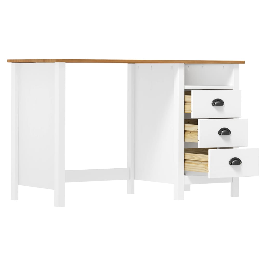 Scrivania Hill con 3 Cassetti 120x50x74 cm Massello di Pino