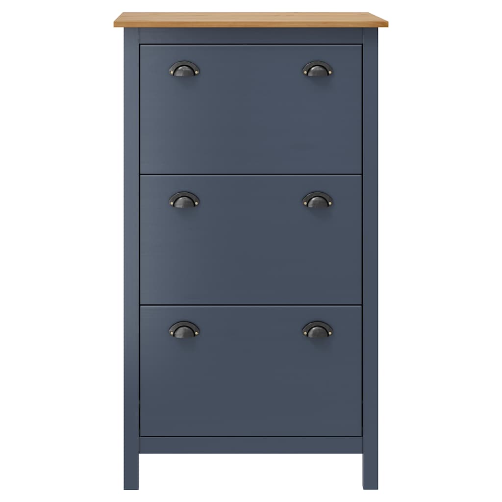 Scarpiera Hill Grigia 72x35x124 cm Legno Massello di Pino