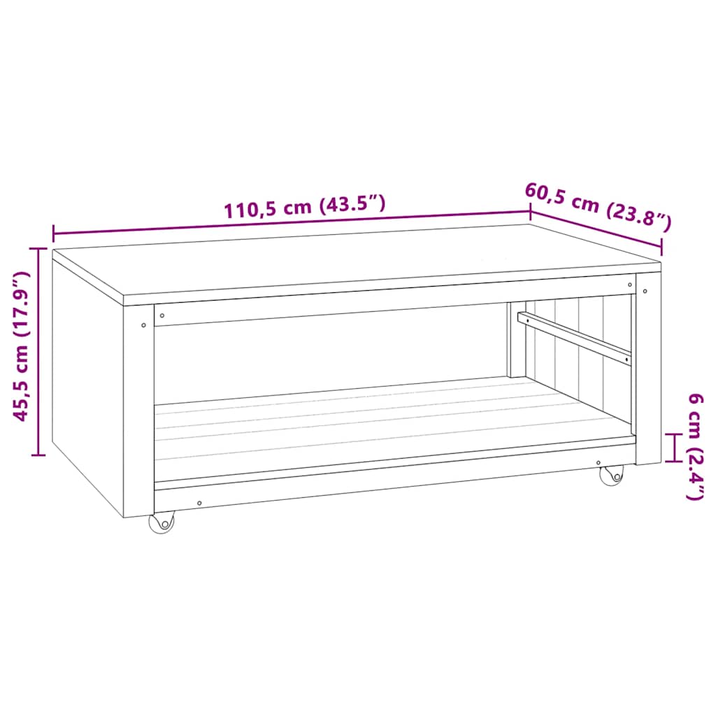 Tavolino da Salotto 110x60x40 cm in Legno Massello di Teak