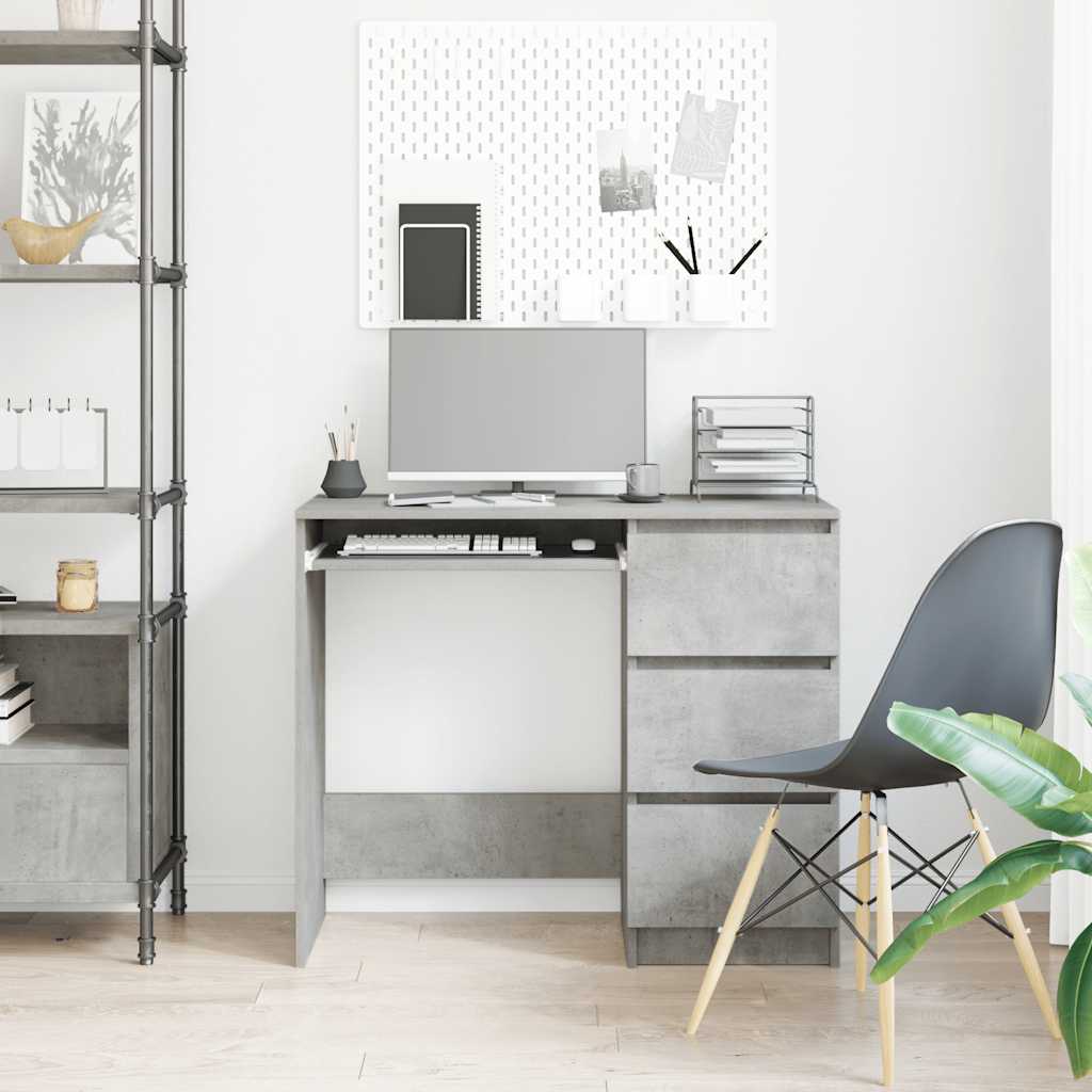 Scrivania Grigio Cemento 90x45x76 cm in Legno Multistrato