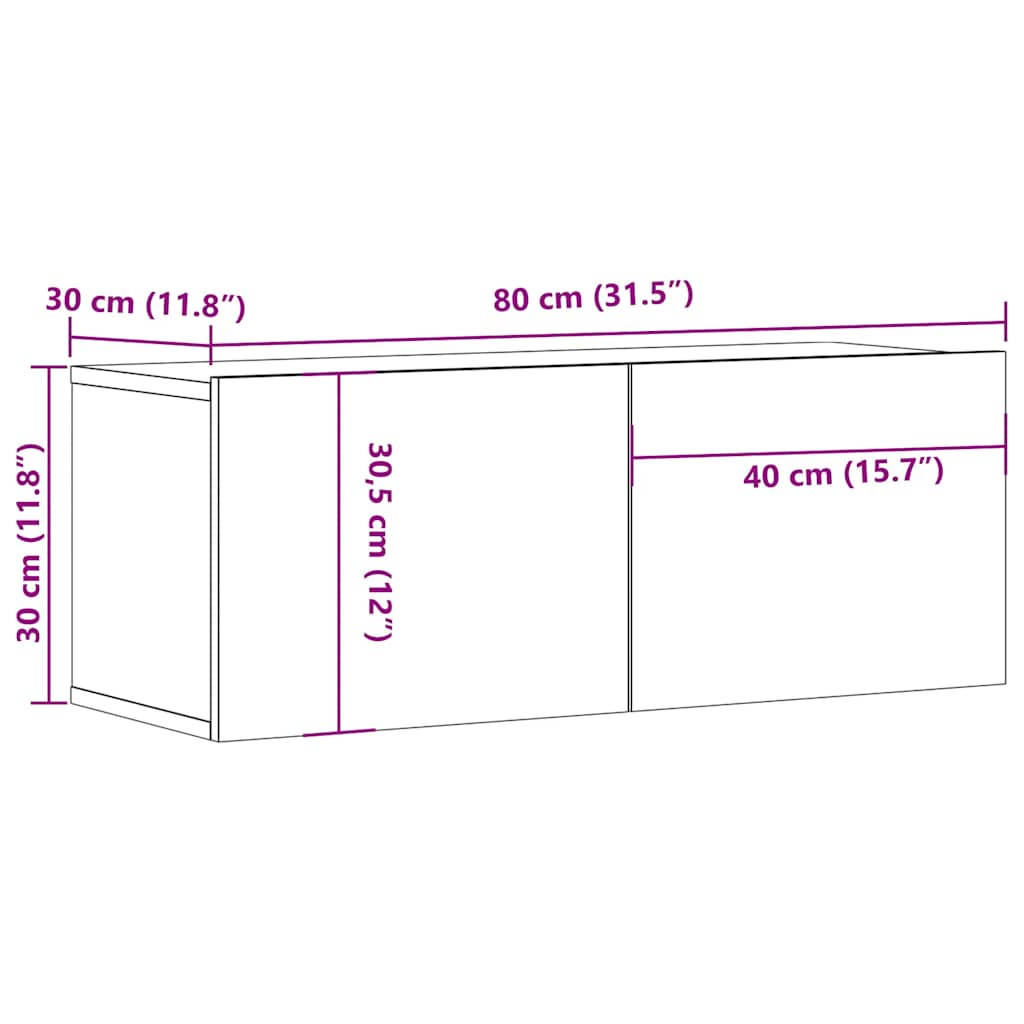 Mobile Porta TV Bianco 80x30x30 cm in Legno Multistrato