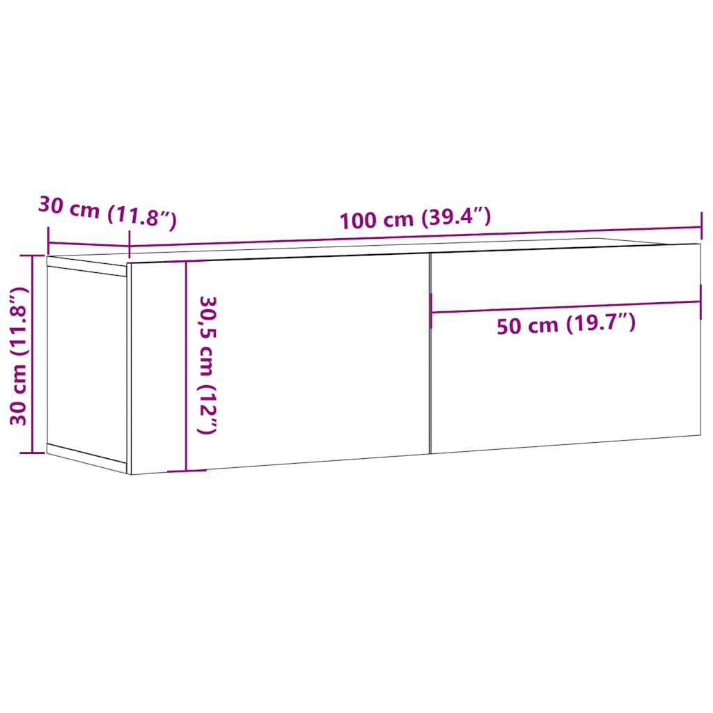 Mobile Porta TV Rovere Sonoma 100x30x30 cm in Legno Multistrato