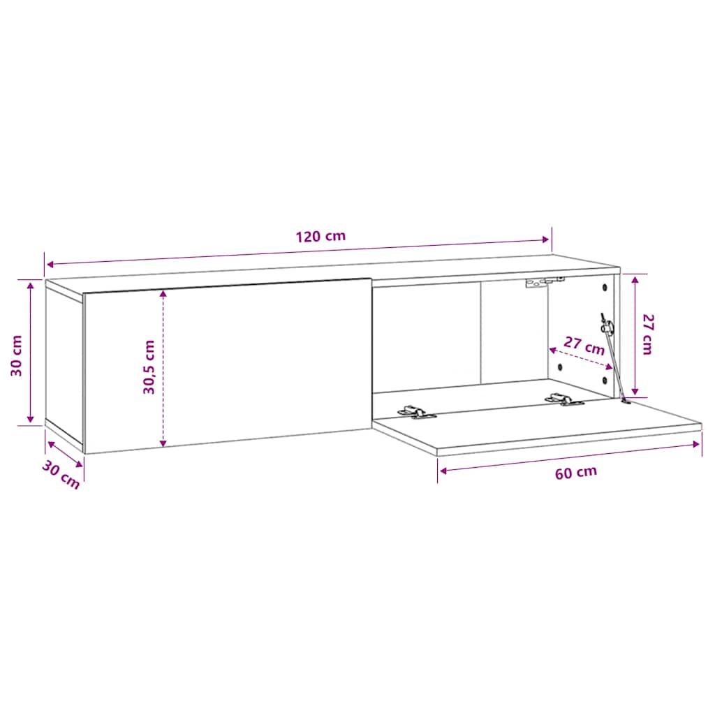 Mobile Porta TV Rovere Sonoma 120x30x30 cm in Legno Multistrato