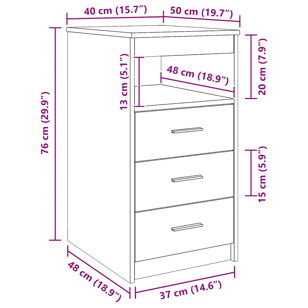 Cassettiera Bianca 40x50x76 cm in Legno Multistrato
