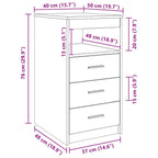 Cassettiera Bianca 40x50x76 cm in Legno Multistrato