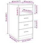 Cassettiera Rovere Sonoma 40x50x76 cm in Legno Multistrato