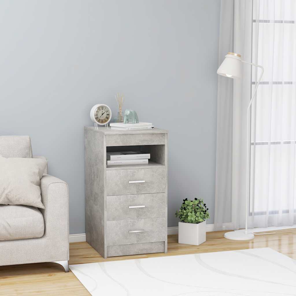 Cassettiera Grigio Cemento 40x50x76 cm in Legno Multistrato