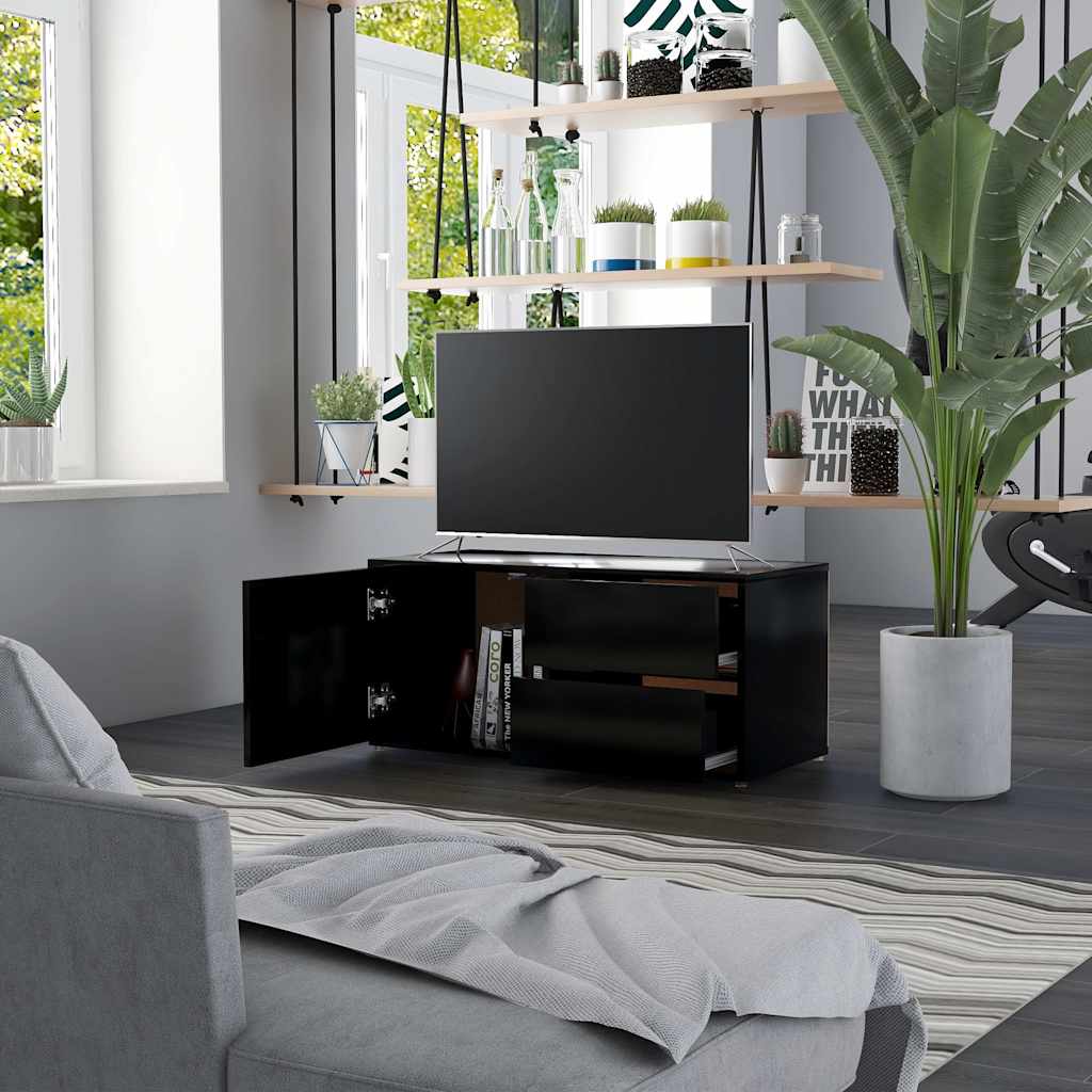 Mobile Porta TV Nero 80x34x36 cm in Legno Multistrato