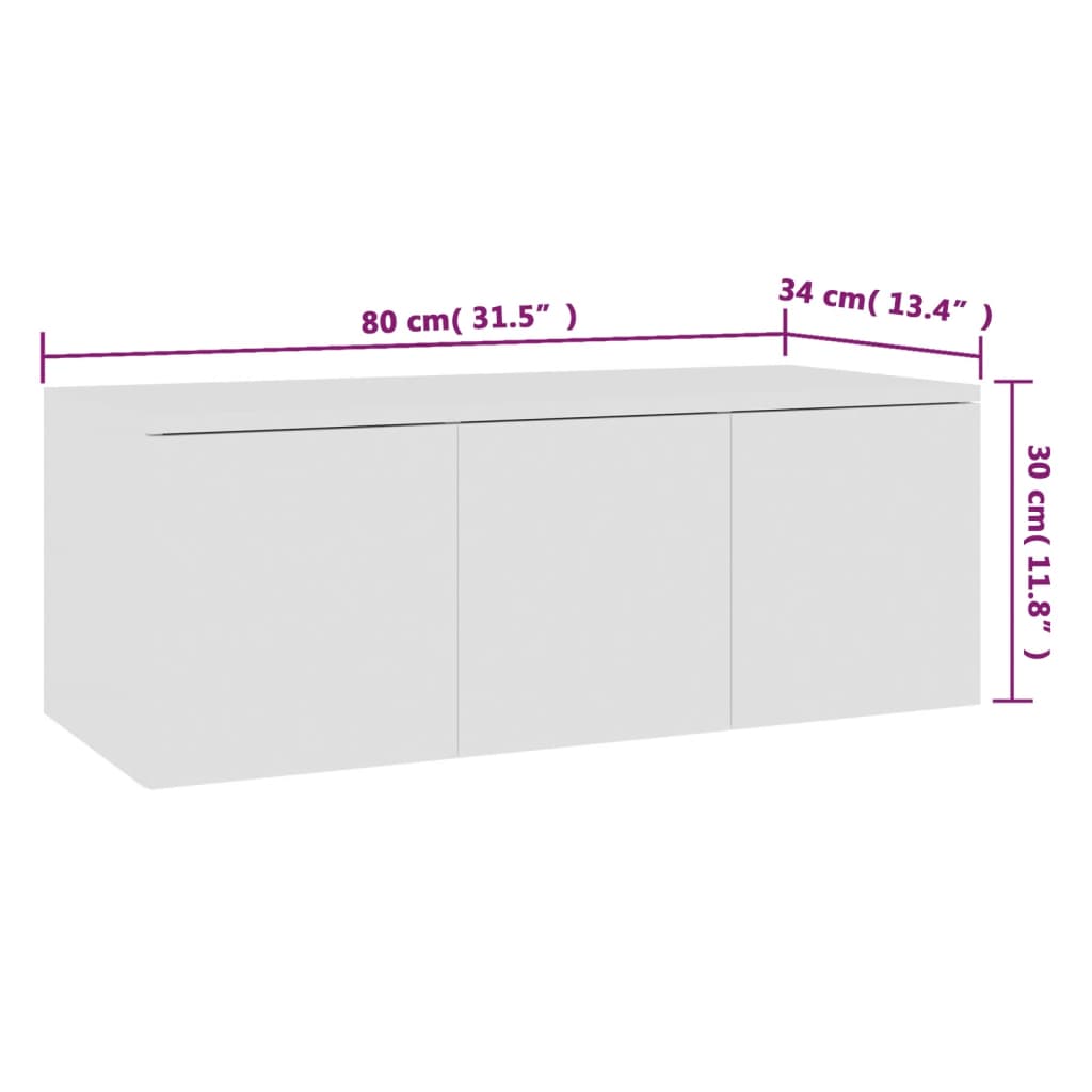 Mobile Porta TV Bianco 80x34x30 cm in Legno Multistrato