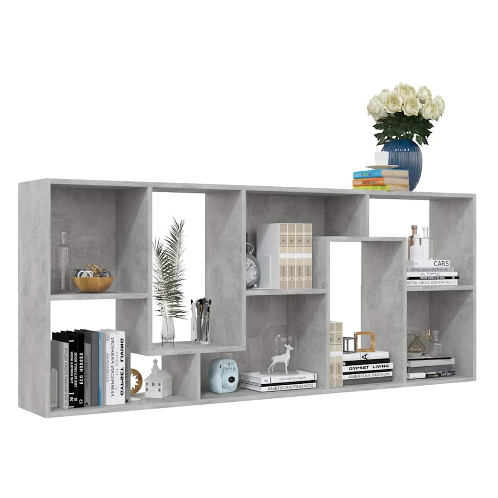 Libreria Grigio Cemento 67x24x161 cm in Legno Multistrato