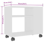 Tavolino da Salotto Bianco 70x35x55 cm in Legno Multistrato