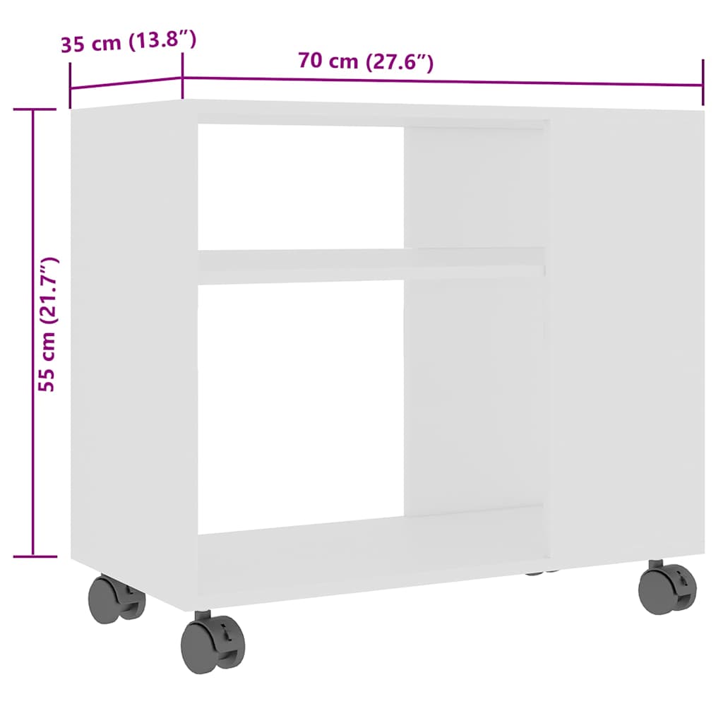 Tavolino da Salotto Bianco 70x35x55 cm in Legno Multistrato