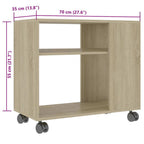 Tavolino da Salotto Rovere Sonoma 70x35x55 cm Legno Multistrato