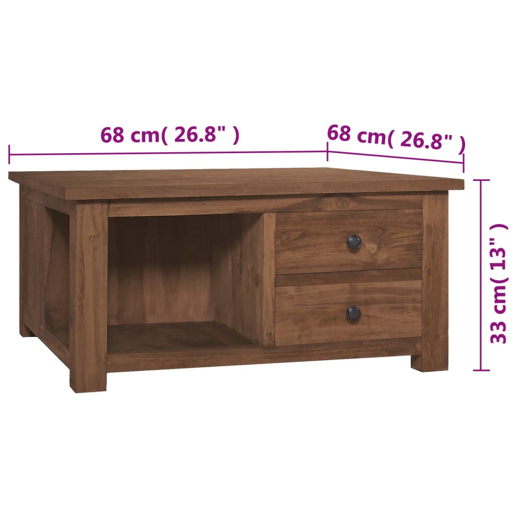 Tavolino da Salotto 68x68x33 cm in Legno Massello di Teak