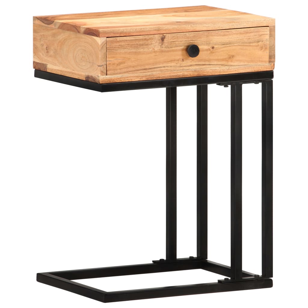 Tavolino Laterale a Forma di U 45x30x61 cm in Massello Acacia