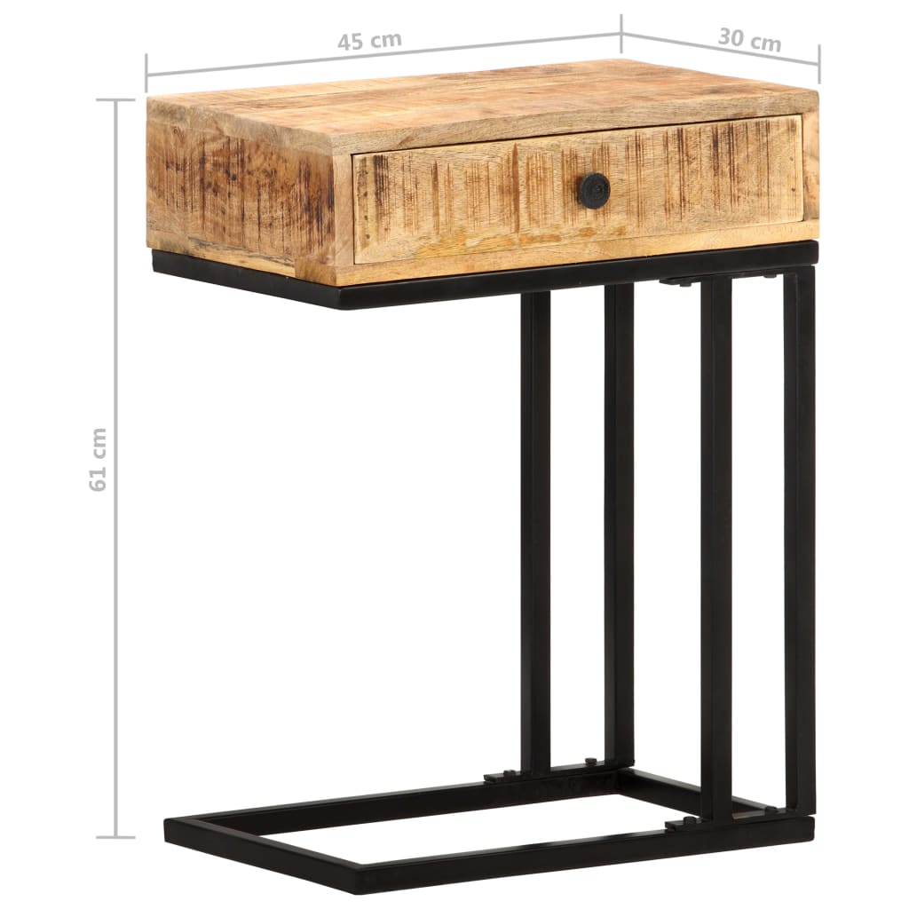 Tavolino Laterale a Forma di U 45x30x61 cm in Massello di Mango