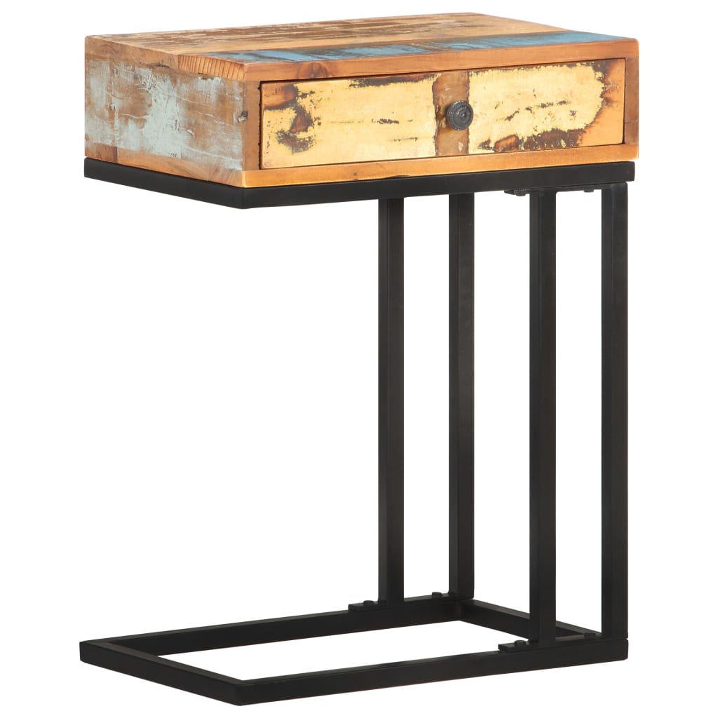 Tavolino Laterale a Forma di U 45x30x61 cm in Legno di Recupero