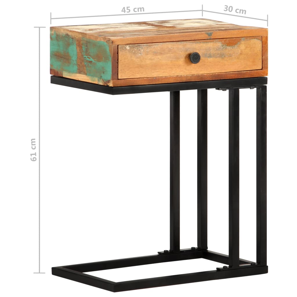 Tavolino Laterale a Forma di U 45x30x61 cm in Legno di Recupero