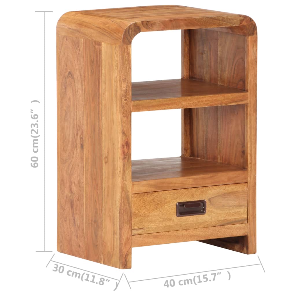 Comodino 40x30x60 cm in Legno Massello Acacia Finitura Ambra